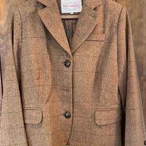 NWT! Pink Martini Women’s Tan Wool Plaid Blazer